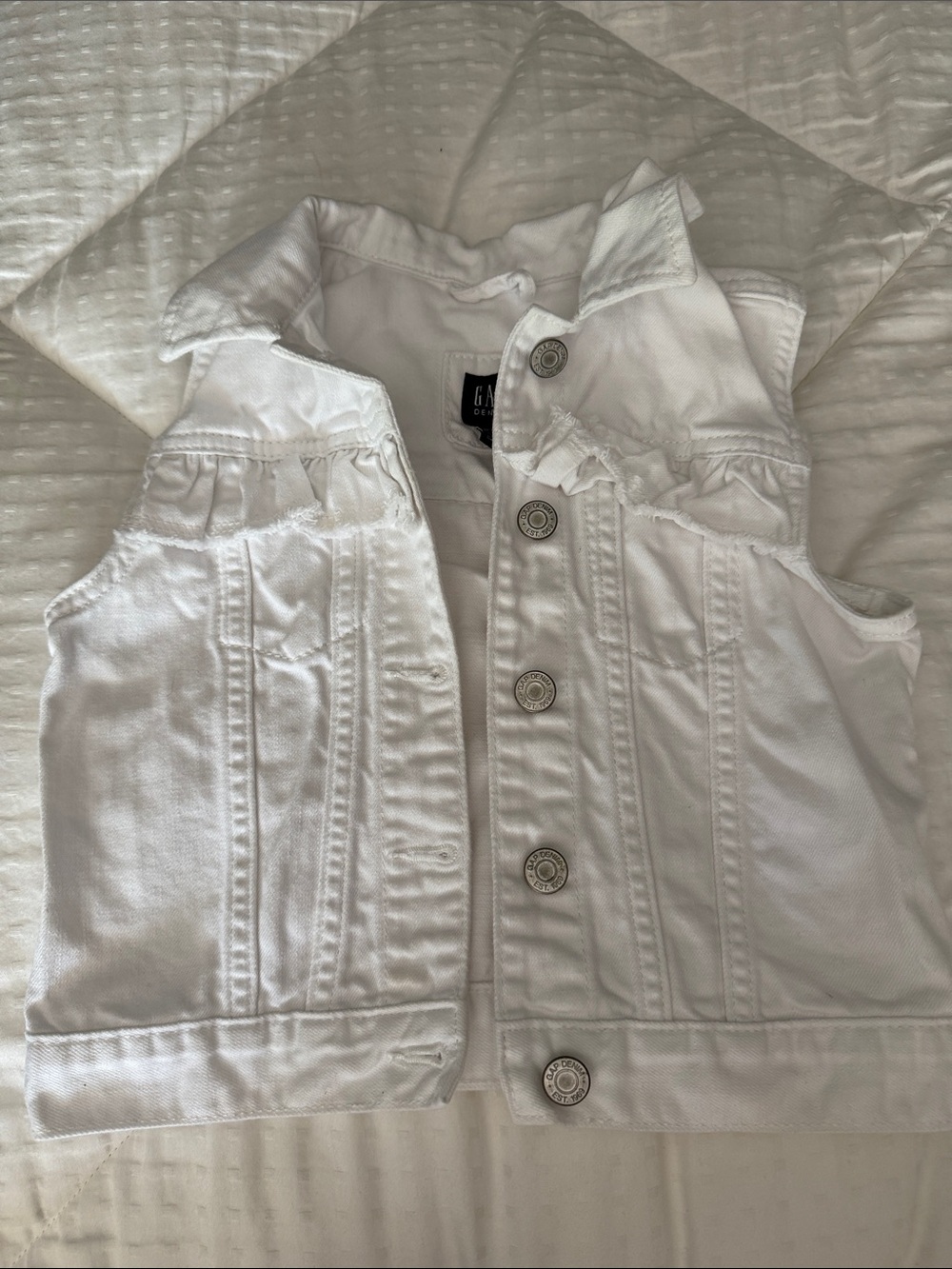 Girl’s Small Gap White Denim Vest